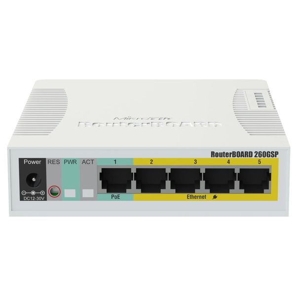 5-портовый гигабитный управляемый PoE коммутатор MikroTik RB260GSP (CSS106-1G-4P-1S) MikroTik RB260GSP (CSS106-1G-4P-1S) фото