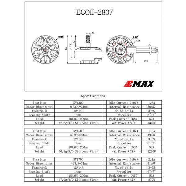 Двигатель для дрона Emax ECO II 2807 1500KV (0101096023) 100334825 фото