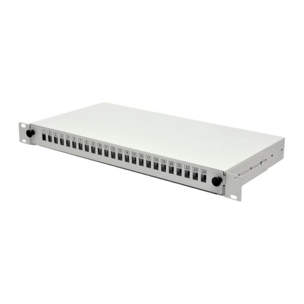 24 порти SC-Simpl./LC-Dupl./E2000, пуста, кабельні вводи для 2xPG13.5 та 2xPG11, 1U, чор Патч-панель Патч-панель фото