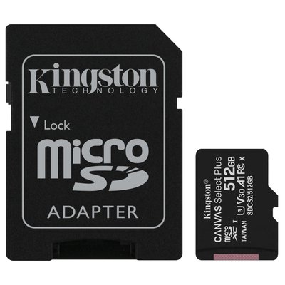 Модуль флеш-пам'яті Kingston 512GB micSDXC Canvas Select Plus 100R A1 C10 Card + ADP Kingston 512GB micSDXC Canvas Select Plus 100R A1 C10 Card + ADP фото