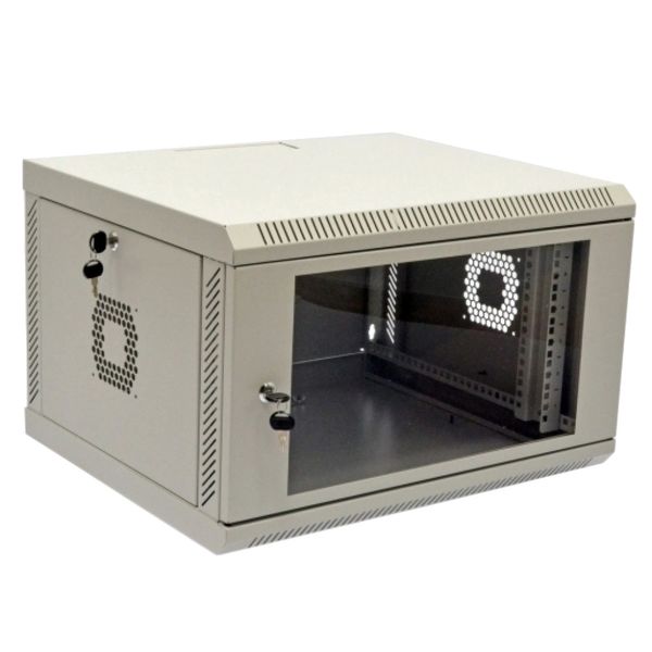 Шкаф 19" , 600x500x373мм (ШГВ), эконом, акриловое стекло, серый 6U 6U фото