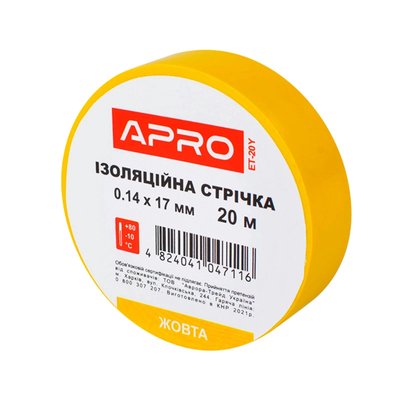 Изоляционная лента желтая APRO 0.14х17 мм 20 м APRO 0.14х17 мм 20 м фото