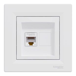 Розетка компьютерная одинарная Schneider Electric Asfora EPH4300121 RJ45 кат.5е UTP Schneider Electric Asfora EPH4300121 RJ45 кат.5е UTP фото