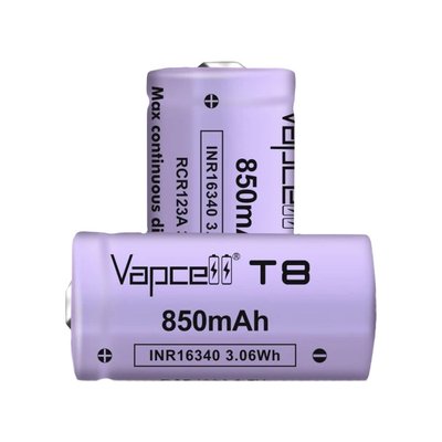 Акумулятор Vapcell T8 INR16340 (CR123A) 850 mah 3A, Li-ion Vapcell T8 INR16340 (CR123A) 850 mah 3A, Li-ion фото