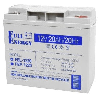Акумулятор гелевий 12В 20 Аг для ДБЖ Full Energy FEL-1220 Full Energy FEL-1220 фото